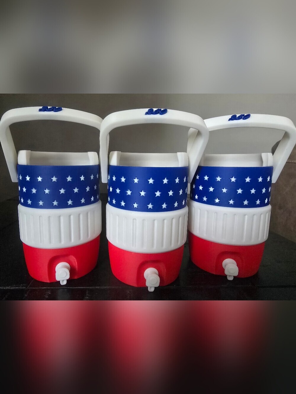 3D Printed Patriotic 12oz Can Cooler Cup Holder 4th of July USA Red White Blue - Picture 2 of 3